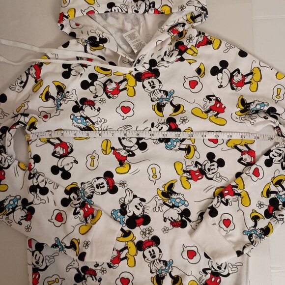 Disney Minnie & Mickey Mouse All-Over Print White Lightweight Hoodie Women’s S - Picture 10 of 14
